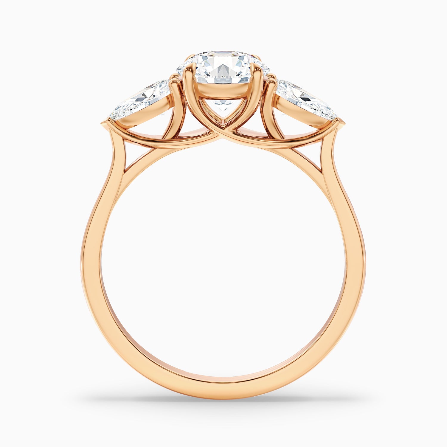 Kai 1 Carat Round 3 Stone Lab Grown Engagement Ring With Pear Side Stone in 925 Sterling Silver