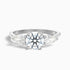 Amaya 4.5 Carat Round 3 Stone Moissanite Diamond Ring With Pear Side Stone in 14k White Gold  DestGlow