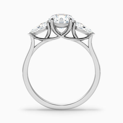 Kai 4.5 Carat Round 3 Stone Lab Grown Engagement Ring With Pear Side Stone in 925 Sterling Silver