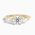 Amaya 5 Carat Round 3 Stone Moissanite Diamond Ring With Pear Side Stone in 18k Yellow Gold  DestGlow