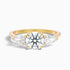 Amaya 2 Carat Round 3 Stone Moissanite Diamond Ring With Pear Side Stone in 10k Yellow Gold  DestGlow