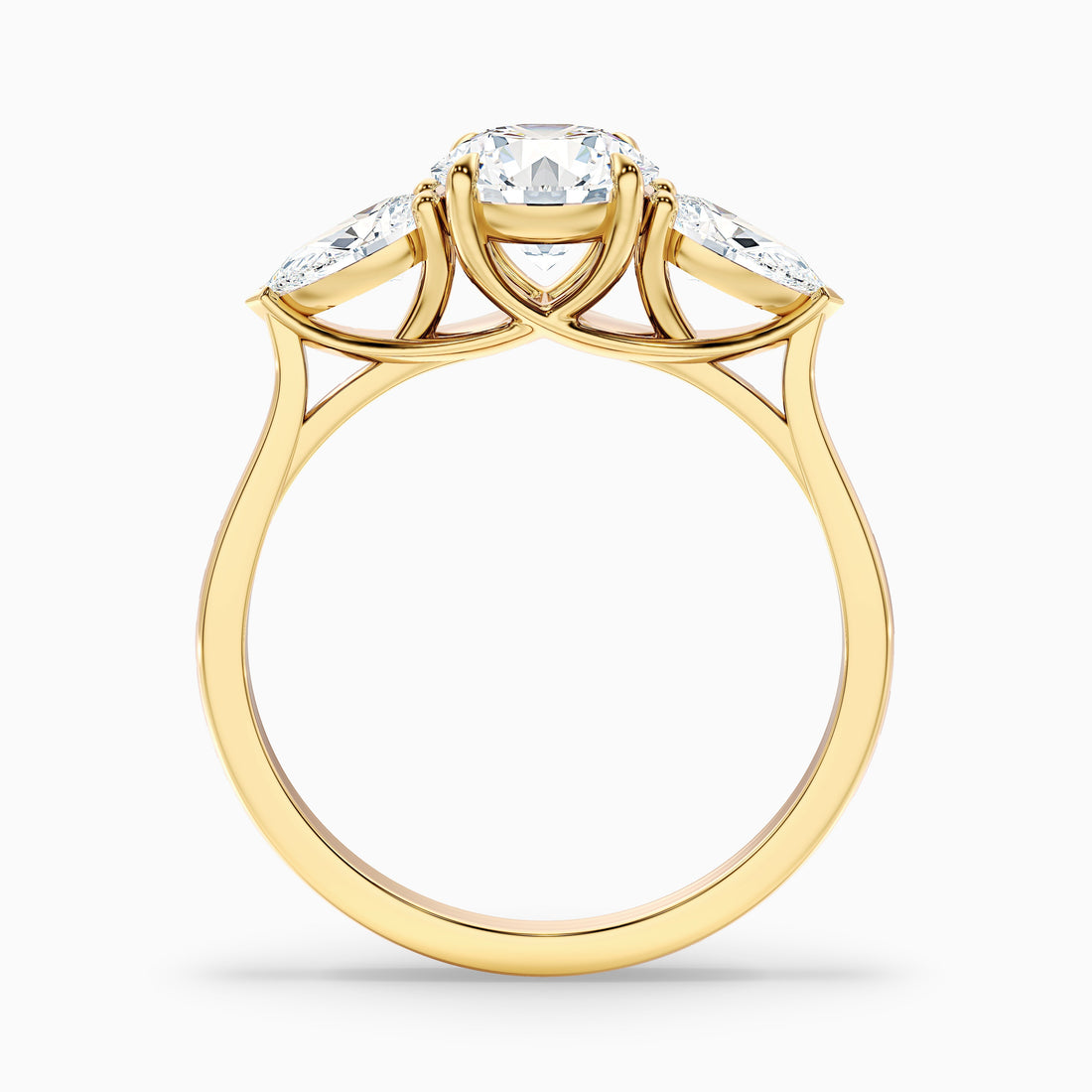 Kai 1.5 Carat Round 3 Stone Lab Grown Engagement Ring With Pear Side Stone in 18k Yellow Gold  DestGlow