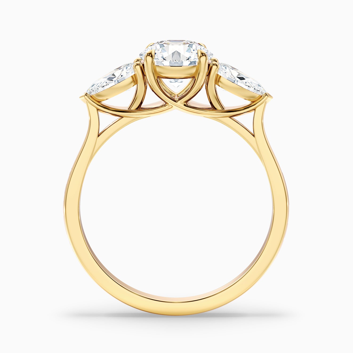 Kai 4 Carat Round 3 Stone Lab Grown Engagement Ring With Pear Side Stone in 18k Rose Gold