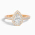Elena 4.5 Carat Pear Halo Pave Moissanite Diamond Ring in 18k Rose Gold  DestGlow