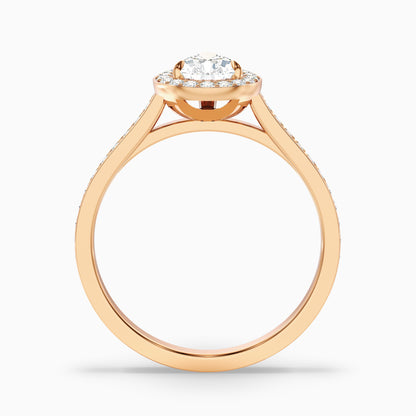 Elena 2 Carat Pear Halo Pave Moissanite Diamond Ring in Platinum
