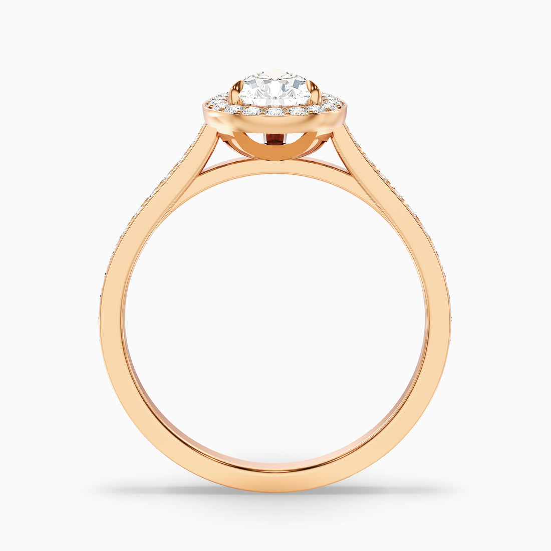 Zara 4.5 Carat Pear Halo Pave Lab Grown Engagement Ring in 18k Rose Gold  DestGlow