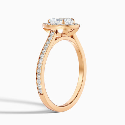 Elena 1 Carat Pear Halo Pave Moissanite Diamond Ring in Platinum