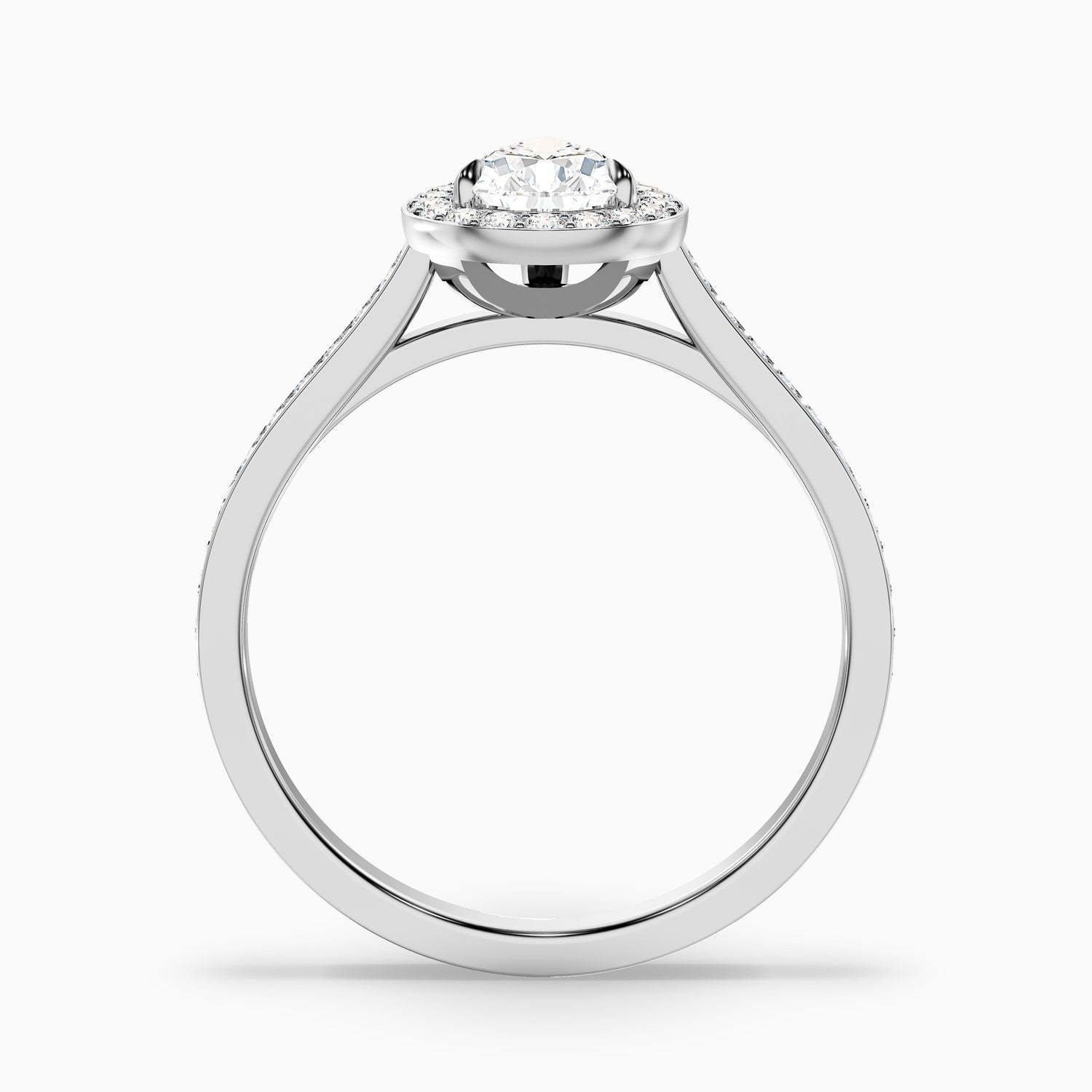 Lora 10 Carat Pear Halo Pave Moissanite Engagement Ring in 14k White Gold