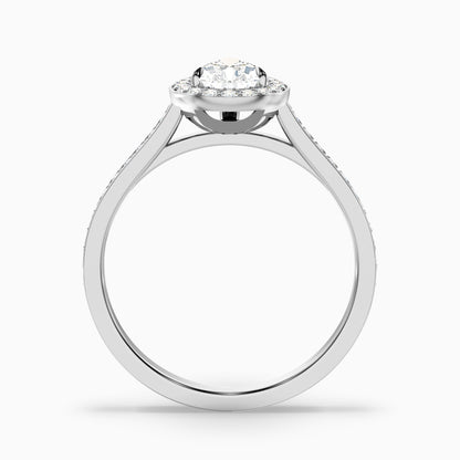 Lora 10 Carat Pear Halo Pave Moissanite Engagement Ring in 14k White Gold