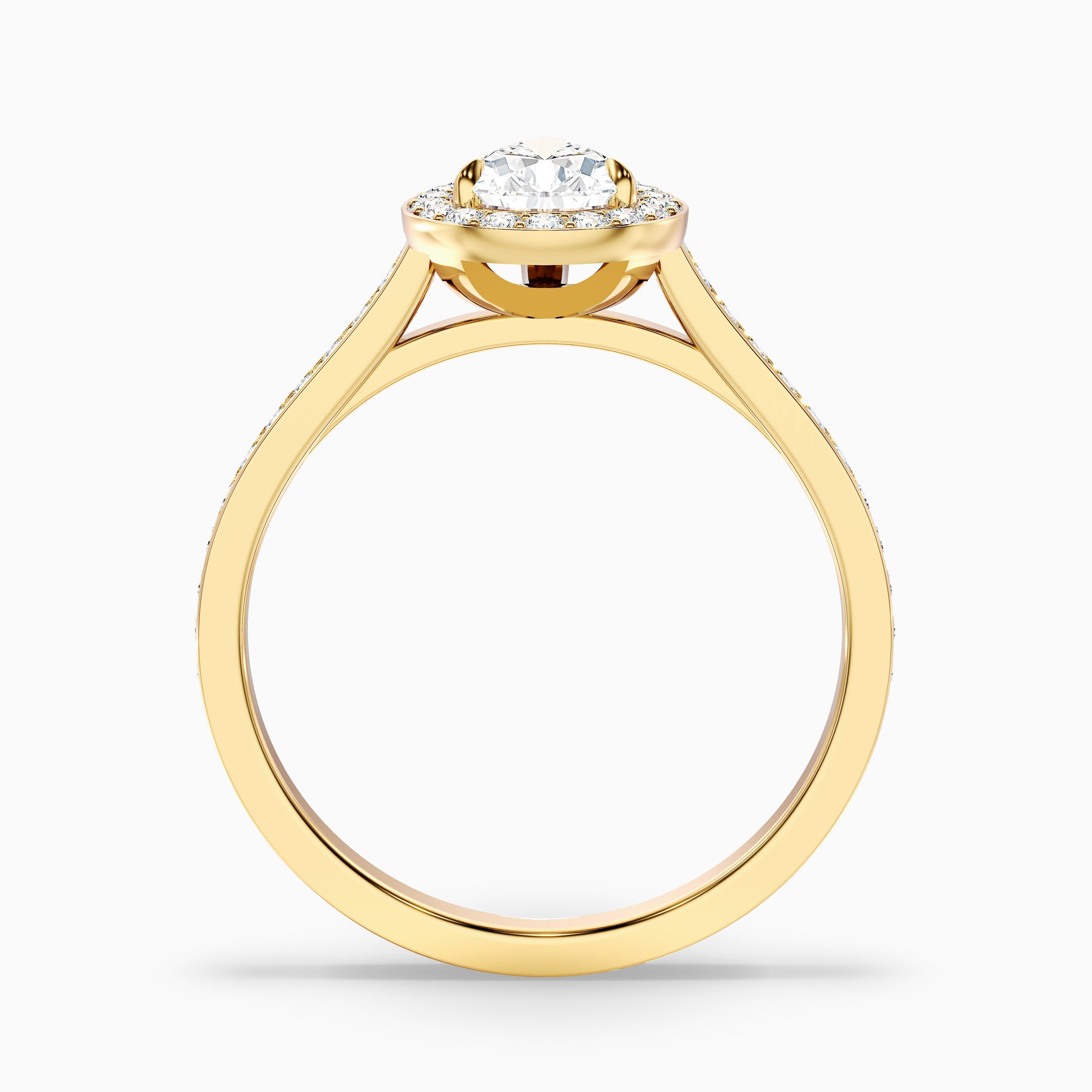 Elena 4.5 Carat Pear Halo Pave Moissanite Diamond Ring in 10k Yellow Gold  DestGlow