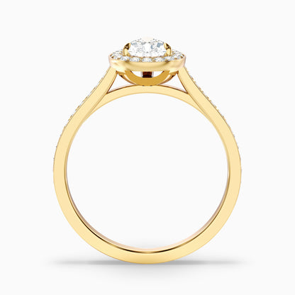 Elena 1.5 Carat Pear Halo Pave Moissanite Diamond Ring in 14k Yellow Gold  DestGlow