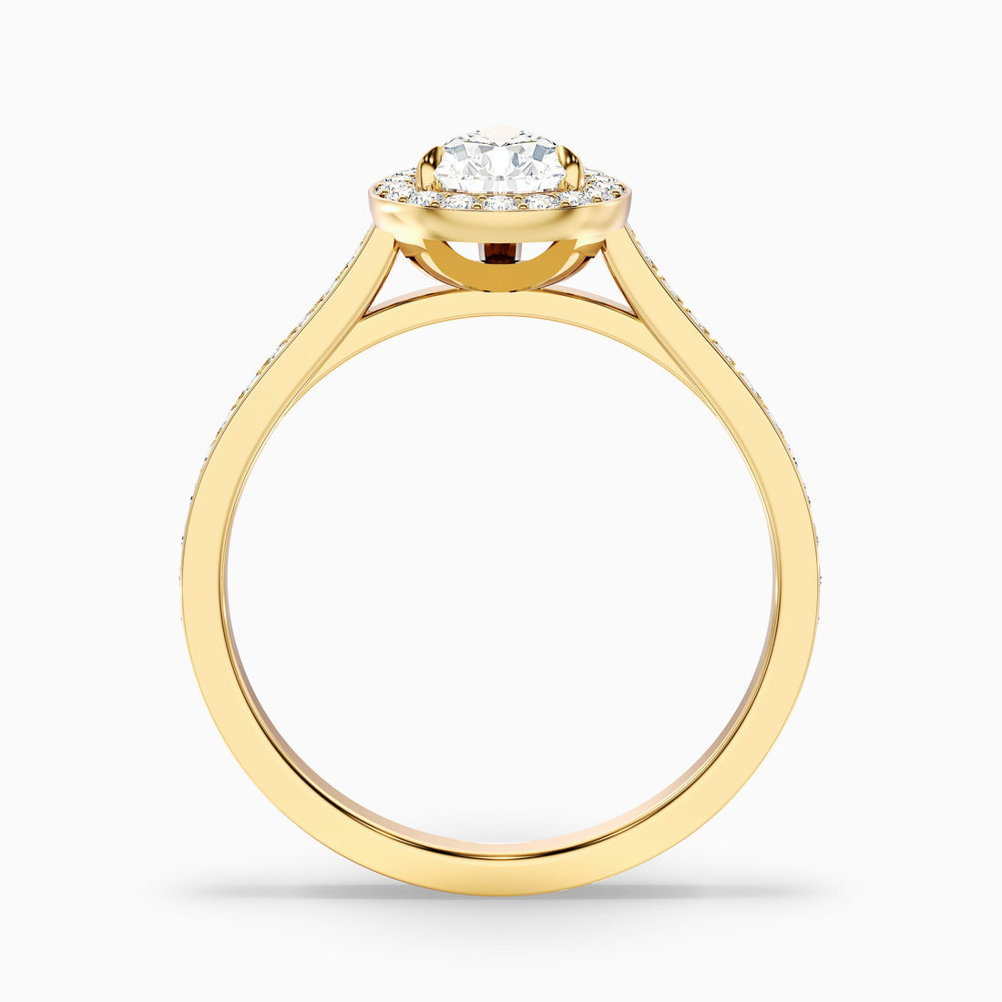 Zara 4 Carat Pear Halo Pave Lab Grown Engagement Ring in 18k Yellow Gold  DestGlow