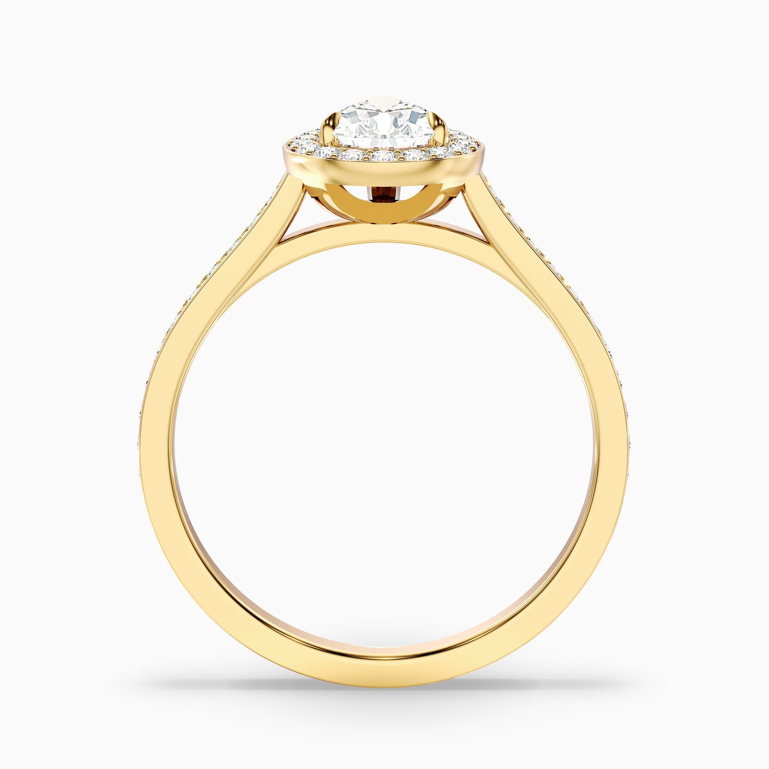 Lora 7 Carat Pear Halo Pave Moissanite Engagement Ring in 10k Yellow Gold