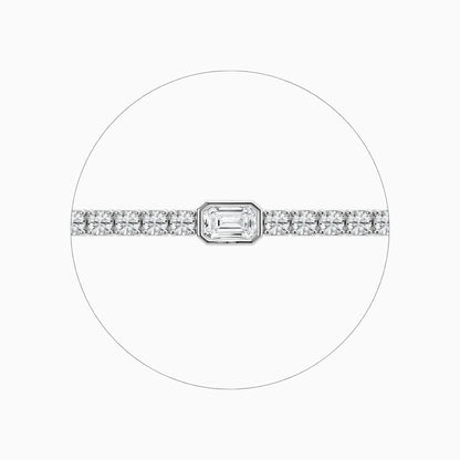 Ivory Emerald And Round Cut Lab Grown Diamond Tennis Bracelet