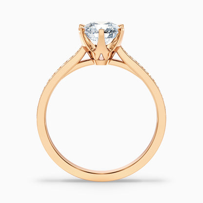 Esha 5 Carat Round Side Stone Pave Moissanite Diamond Ring in 18k White Gold