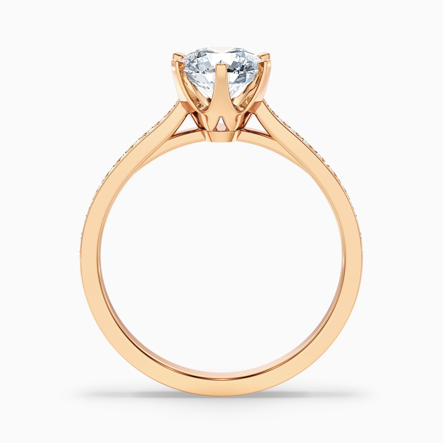 Kaye 10 Carat Round Solitaire Pave Moissanite Engagement Ring in 10k Rose Gold
