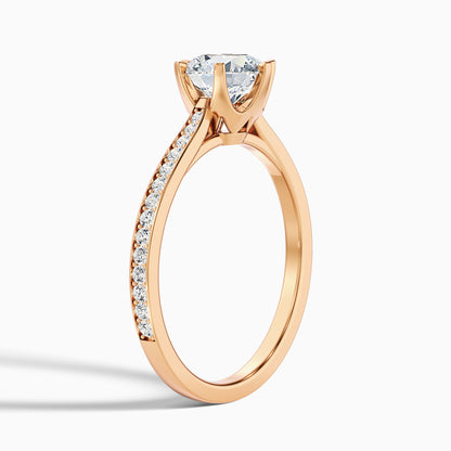 Esha 4.5 Carat Round Side Stone Pave Moissanite Diamond Ring in 14k White Gold
