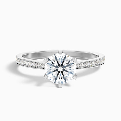 Mia 2 Carat Round Side Stone Pave Lab Grown Engagement Ring in 925 Sterling Silver