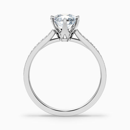 Esha 4 Carat Round Side Stone Pave Moissanite Diamond Ring in 18k Rose Gold