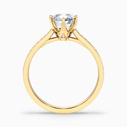 Esha 2 Carat Round Side Stone Pave Moissanite Diamond Ring in 18k Rose Gold