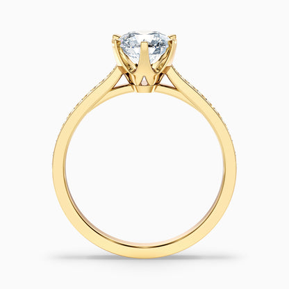 Esha 2.5 Carat Round Side Stone Pave Moissanite Diamond Ring in 10k White Gold