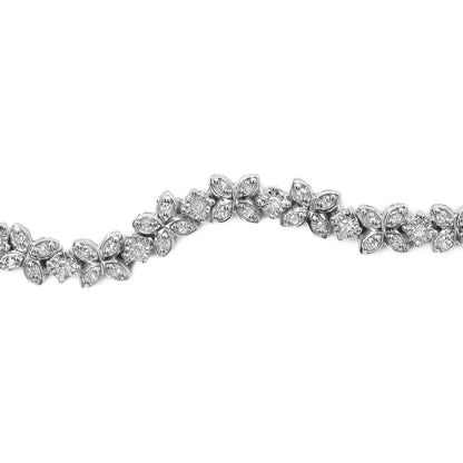 .925 Sterling Silver 1/4 Cttw Diamond Marquise Shaped Link 4"-10" Adjustable Bolo Bracelet (I-J Color, I1-I2 Clarity) by Bids.com