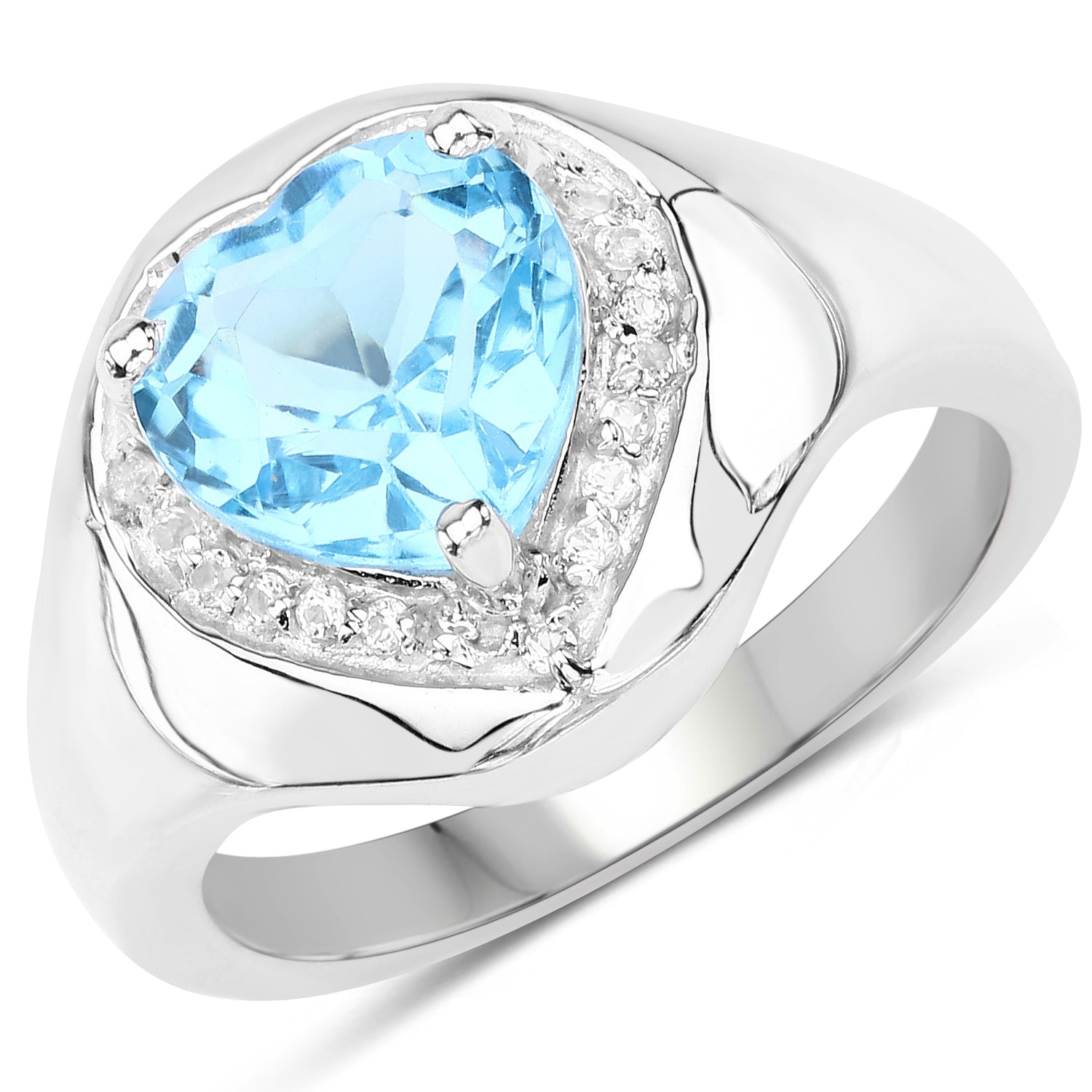 2.23 Carat Genuine Swiss Blue Topaz and White Topaz .925 Sterling Silver Ring by Bids.com