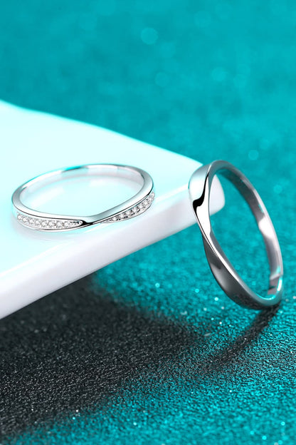 Minimalist 925 Sterling Silver Ring Set (Rhodium Over Sterling Silver) by Sparkala
