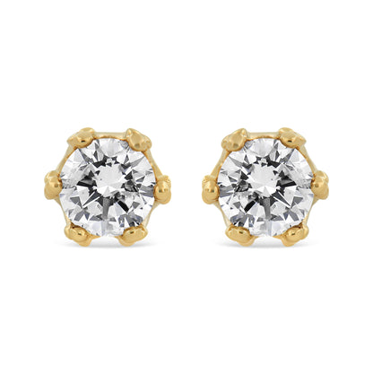 14K Yellow Gold 2.0 Cttw Round Diamond Crown Stud Earrings (I-J Color, I1-I2 Clarity) by Bids.com