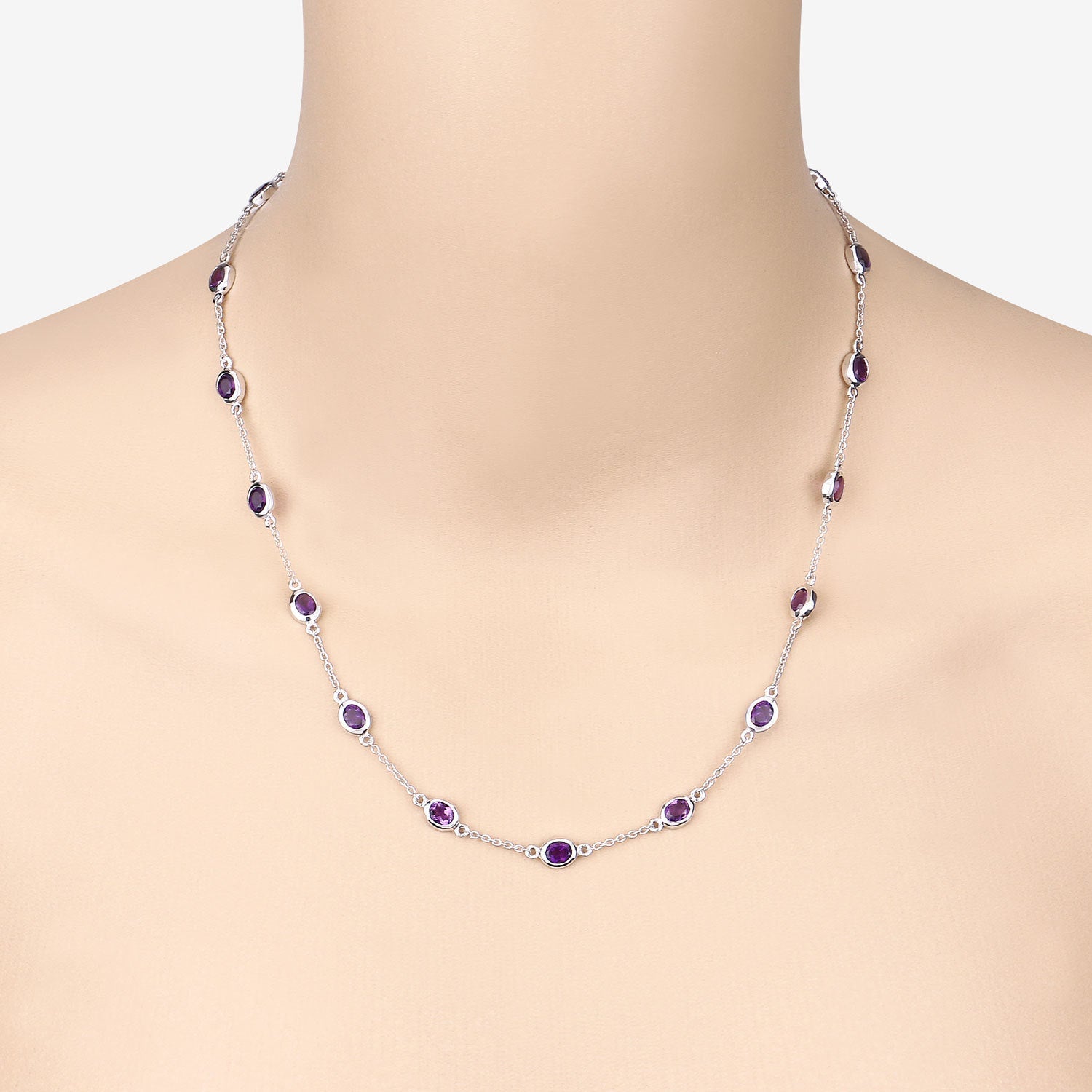 6.12 Carat Genuine Amethyst .925 Sterling Silver Necklace by Bids.com