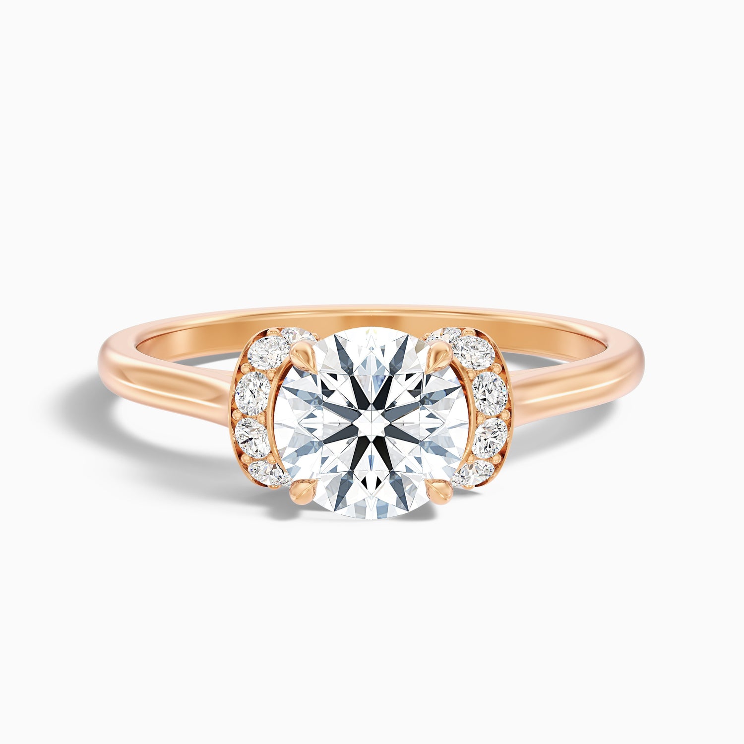 Lux 4 Carat Round Solitaire Pave Lab Grown Engagement Ring in 925 Sterling Silver