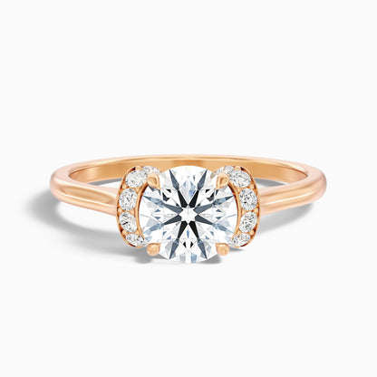Frey 1.5 Carat Round Solitaire Pave Moissanite Diamond Ring in 14k Rose Gold