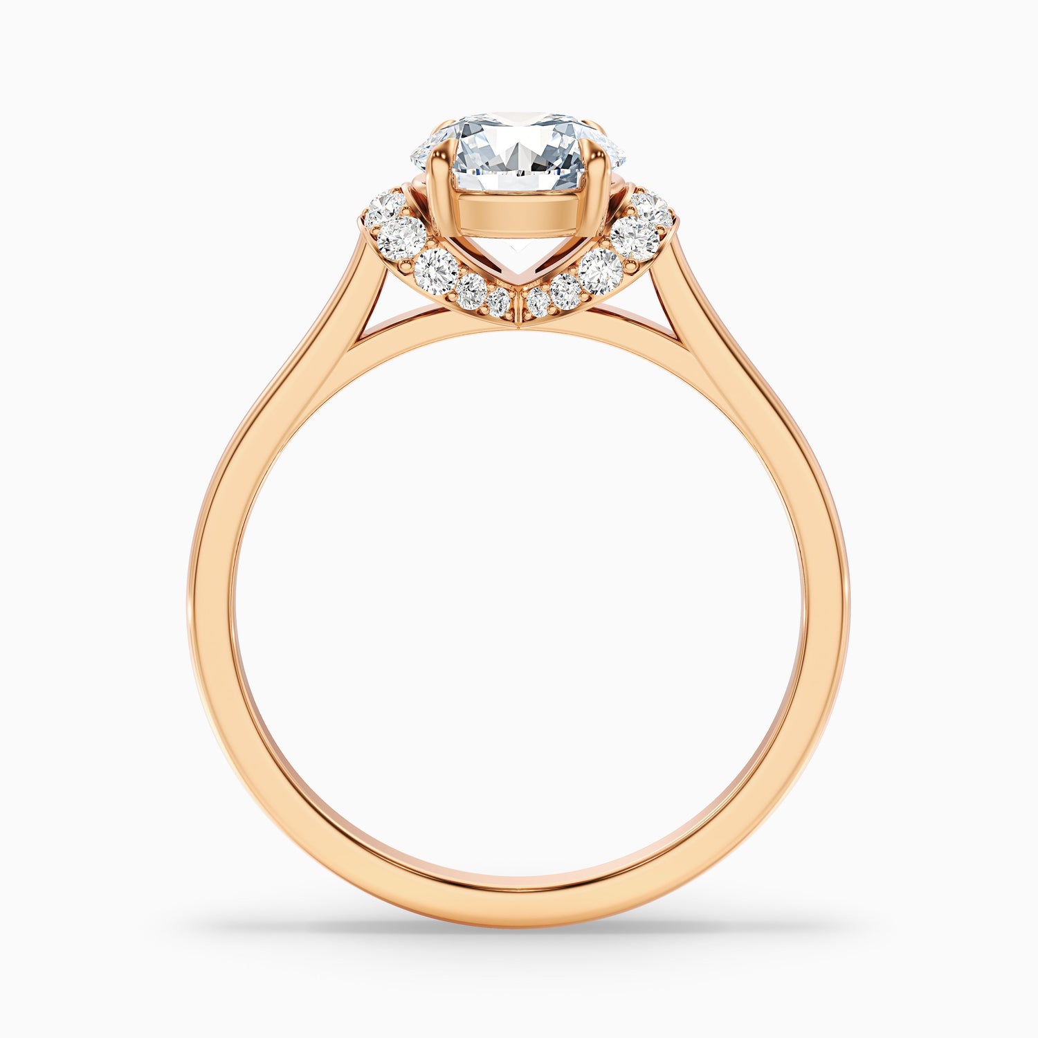 Frey 2 Carat Round Solitaire Pave Moissanite Diamond Ring in 18k Rose Gold