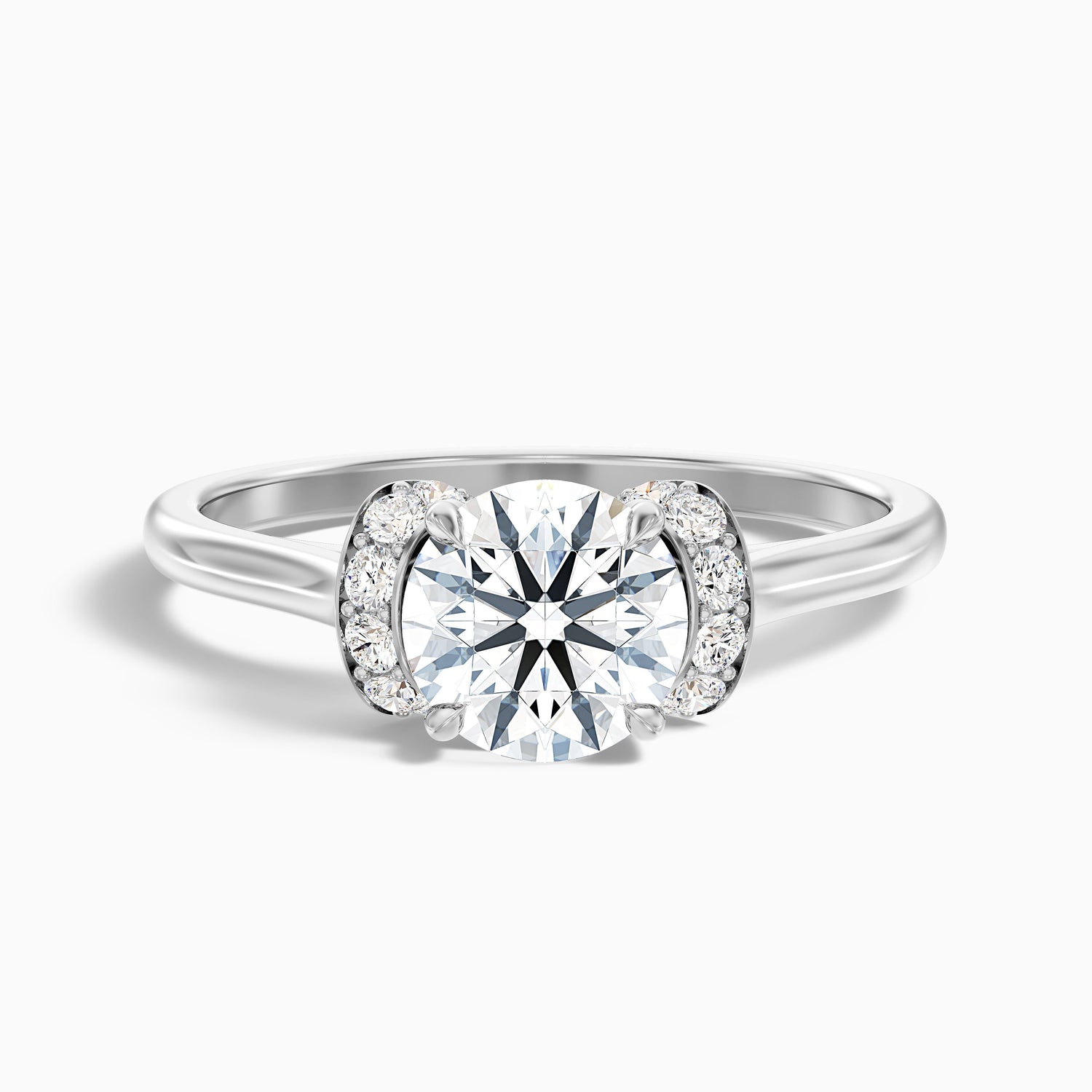 Frey 1 Carat Round Solitaire Pave Moissanite Diamond Ring in 10k Rose Gold