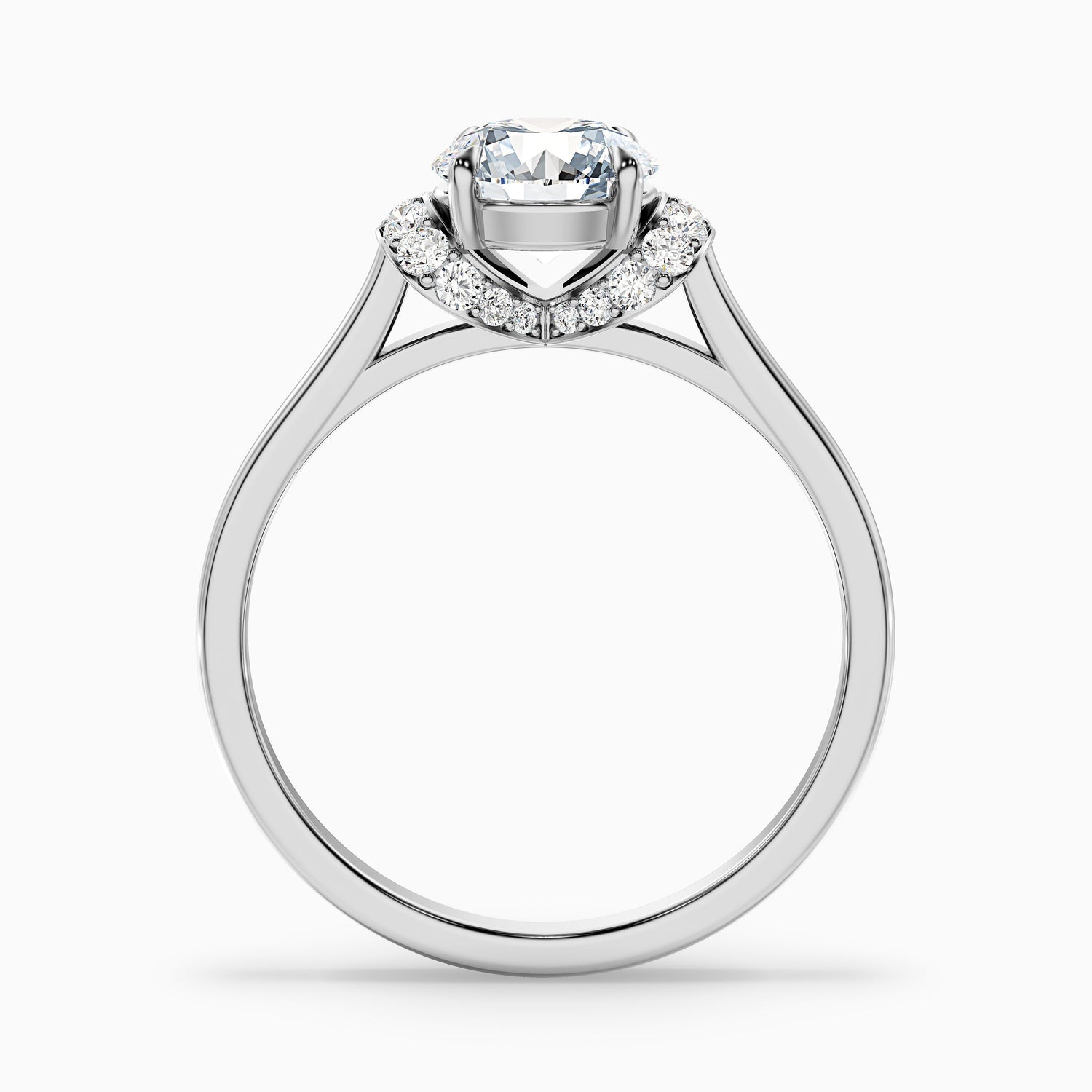 Jena 8 Carat Round Solitaire Pave Moissanite Diamond Ring in 925 Sterling Silver