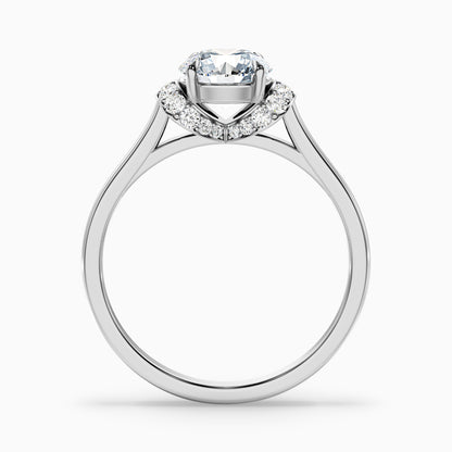 Frey 3.5 Carat Round Solitaire Pave Moissanite Diamond Ring in 18k White Gold