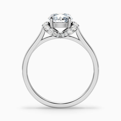 Frey 4 Carat Round Solitaire Pave Moissanite Diamond Ring in 14k Rose Gold