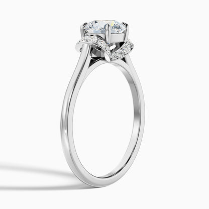 Jena 6 Carat Round Solitaire Pave Moissanite Diamond Ring in Platinum