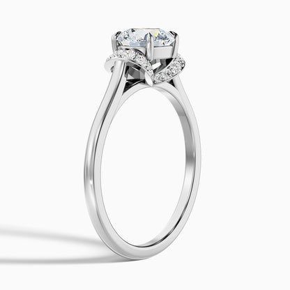 Frey 2 Carat Round Solitaire Pave Moissanite Diamond Ring in 10k White Gold