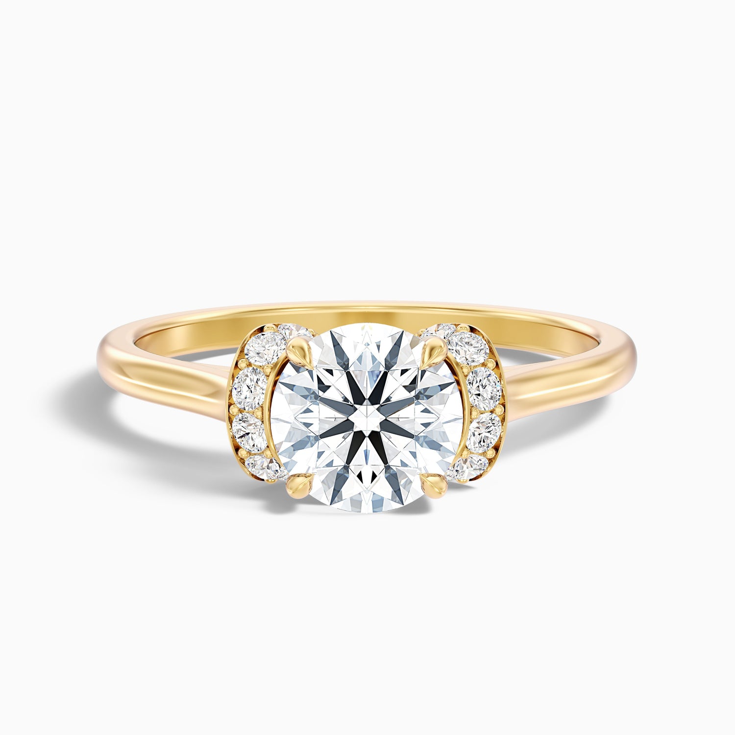 Frey 2.5 Carat Round Solitaire Pave Moissanite Diamond Ring in 14k Rose Gold