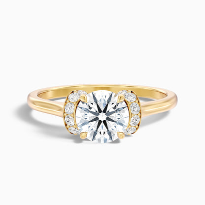 Frey 5 Carat Round Solitaire Pave Moissanite Diamond Ring in 10k White Gold