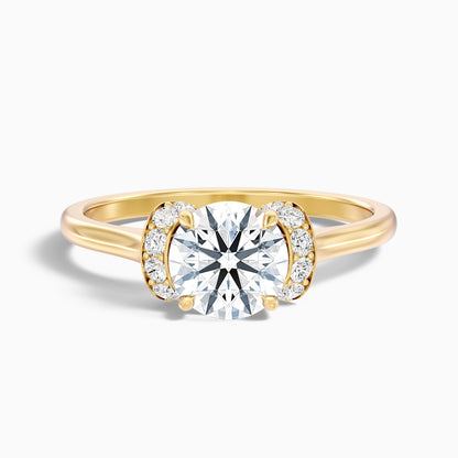 Frey 3 Carat Round Solitaire Pave Moissanite Diamond Ring in 10k White Gold