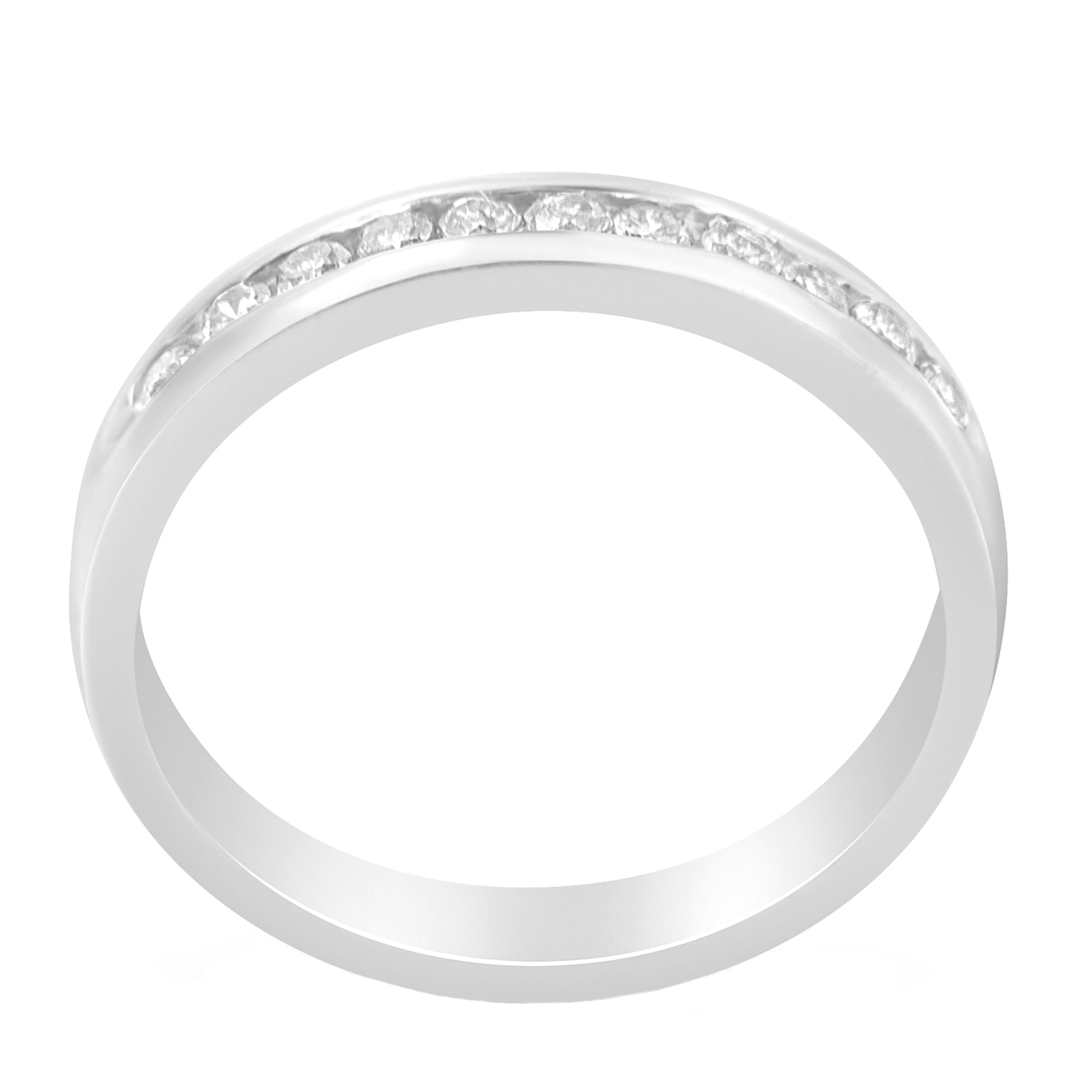 18K White Gold 1/4 Cttw Channel Set Brilliant Round-Cut Diamond Classic 11 Stone Wedding Band Ring (E-F Color, I1-I2 Clarity) - Size 5 by Bids.com