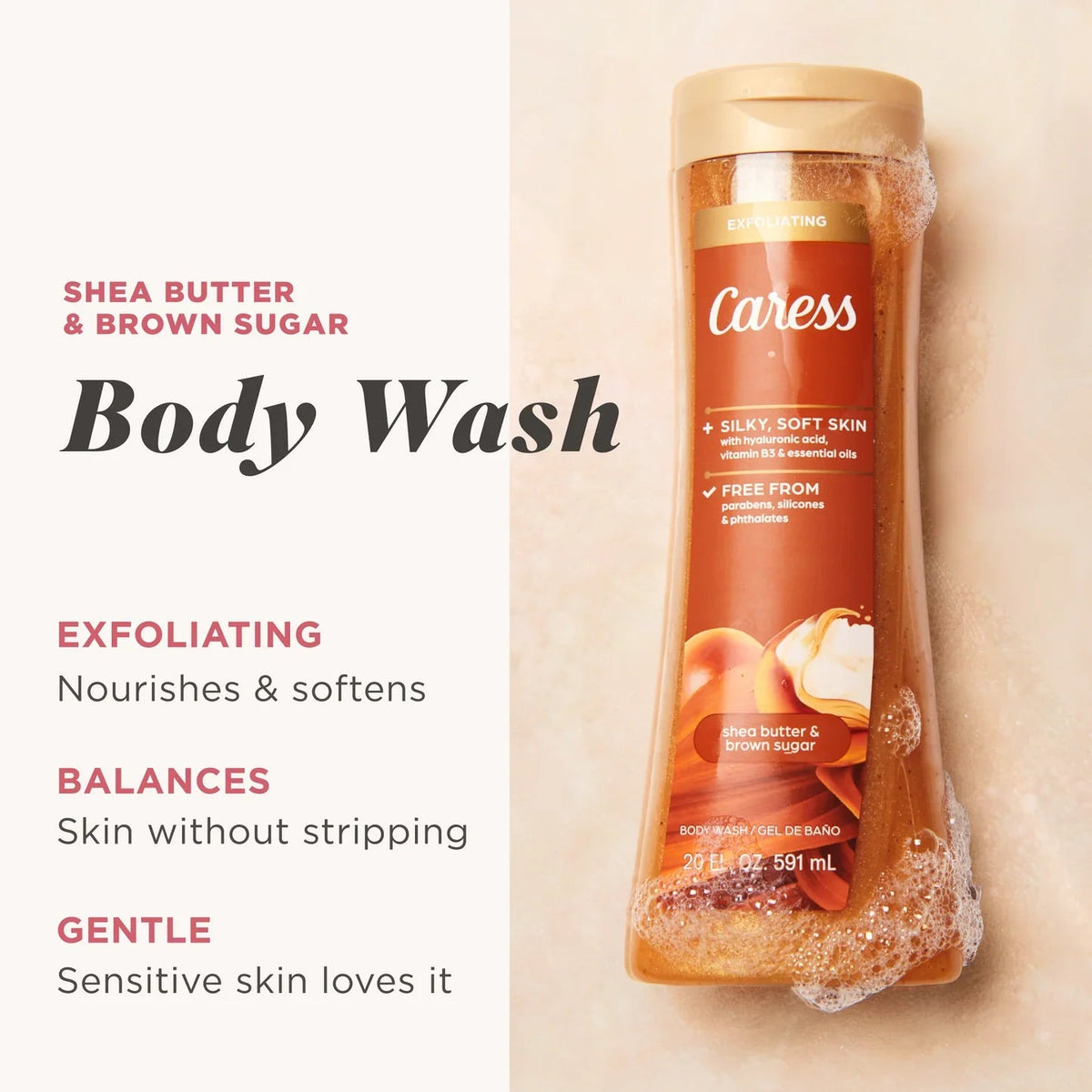 Caress Shea Butter Brown Sugar Body Wash 20 fl oz  DestGlow