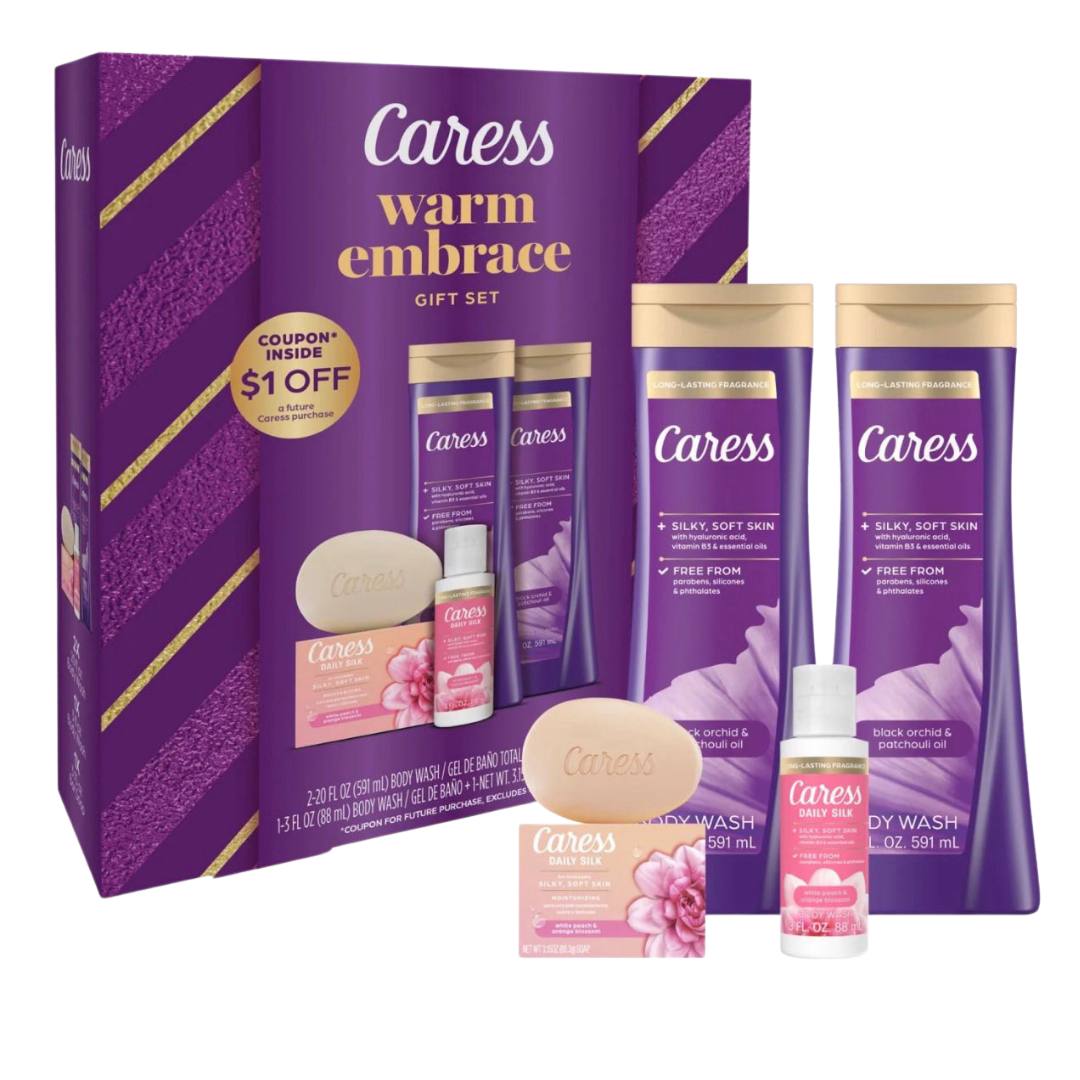 Caress Warm Embrace Black Orchid &amp; Patchouli Oil Gift Set for Women (4-Piece Set)