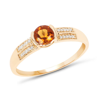 0.51 Carat Genuine Citrine and White Diamond 14K Yellow Gold Ring by Bids.com
