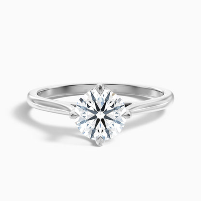 Asta 3 Carat Round Cut Solitaire Moissanite Diamond Ring in 10k White Gold