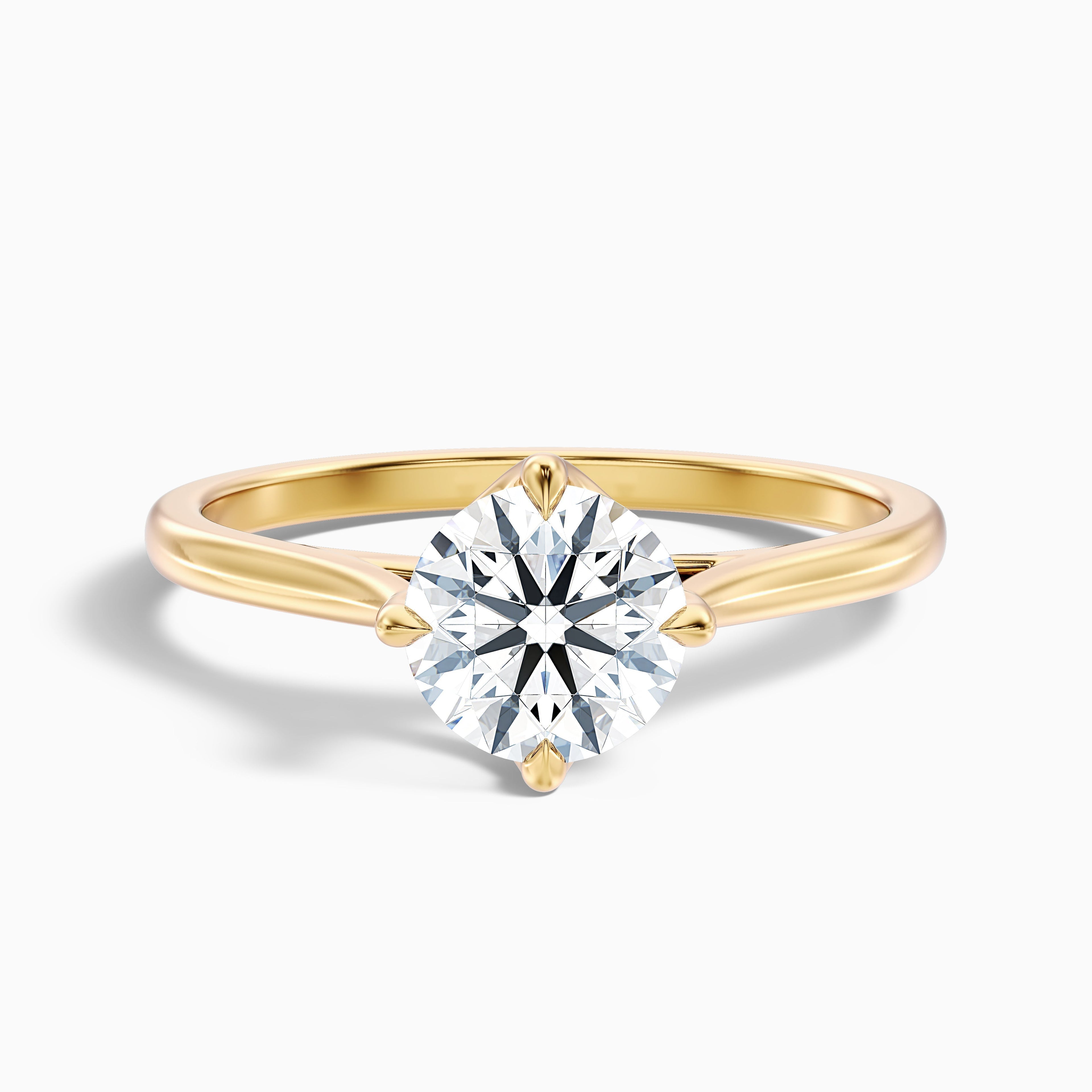 Asta 5 Carat Round Cut Solitaire Moissanite Diamond Ring in 10k Yellow Gold