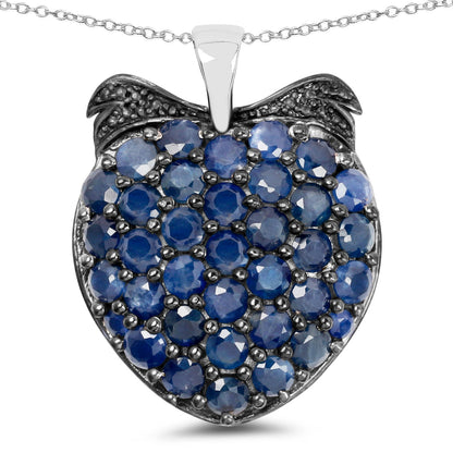 4.17 Carat Genuine Blue Sapphire .925 Sterling Silver Pendant  DestGlow