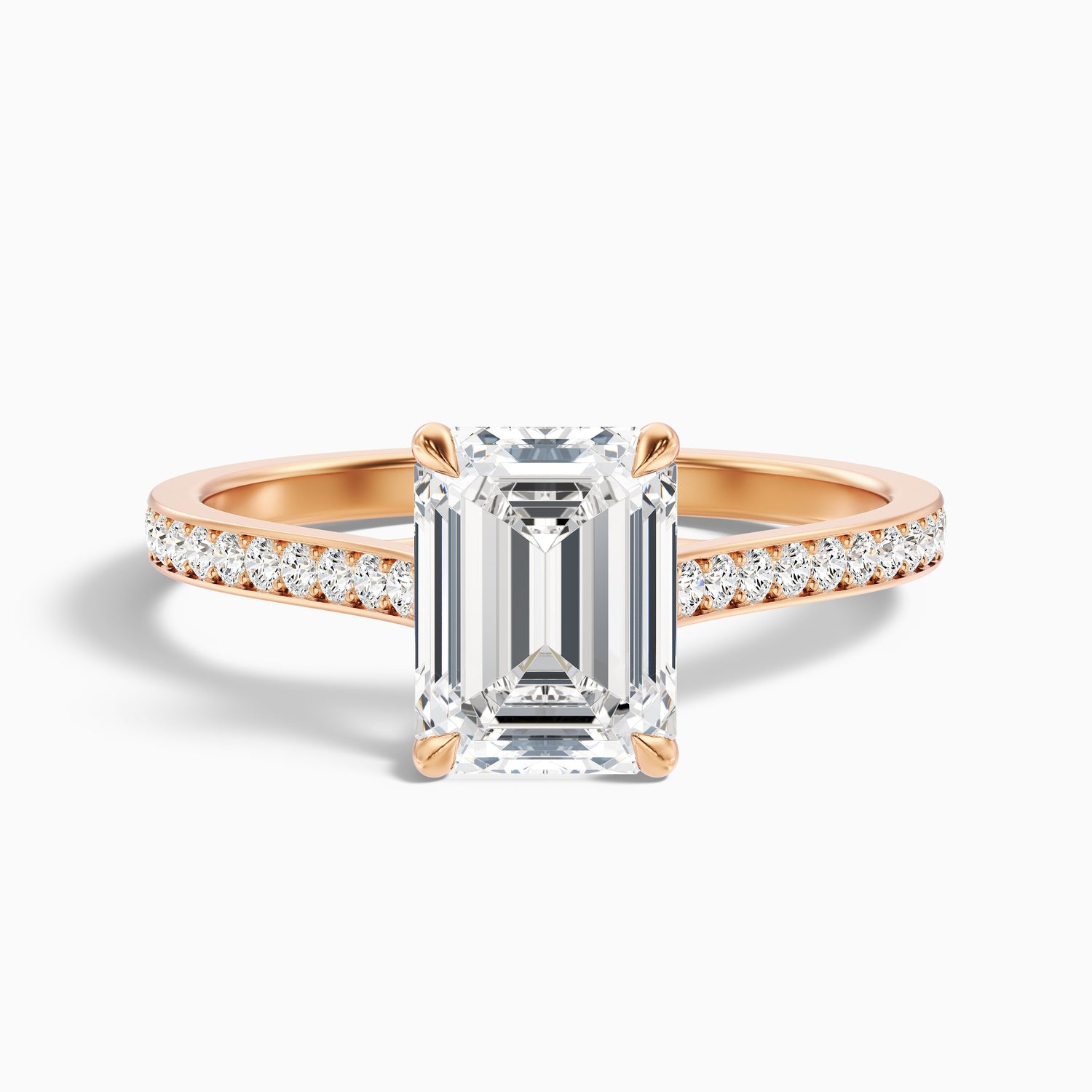 Enni 5 Carat Emerald Cut Side Stone Pave Moissanite Diamond Ring in Platinum